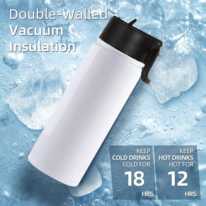 Volhoply 18oz Insulated Water Bottle Bulk 4 Pack, Kids Stainless Steel Water - Image 3