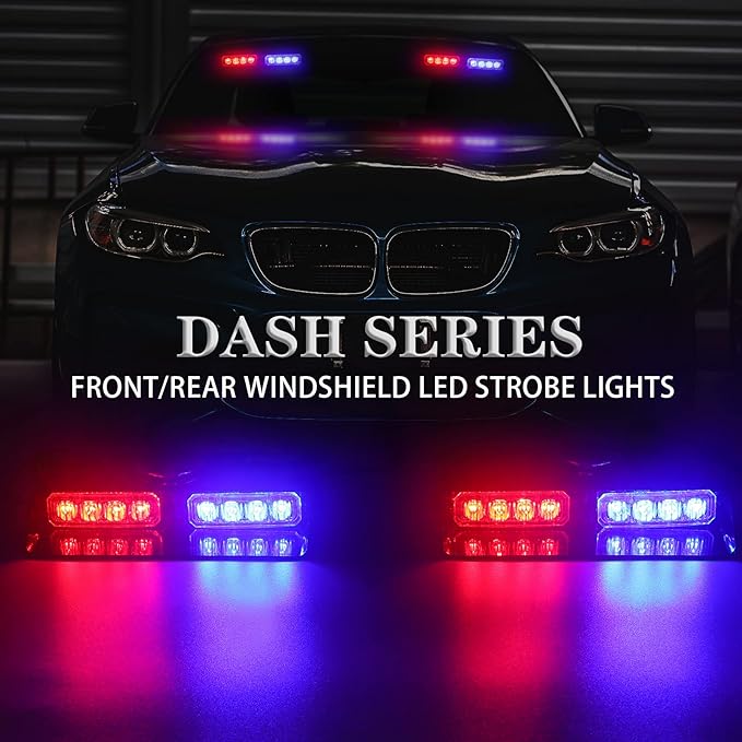 XRIDONSEN 2 in1 Dash Emergency Strobe Lights Interior Windshield Red Blue - Image 2
