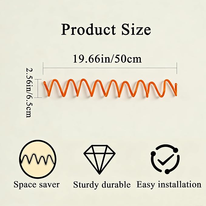 Orange Wall Mounted Coat Rack, Decoration Wave Shaped Wall Hooks, Heavy-Duty - Image 3