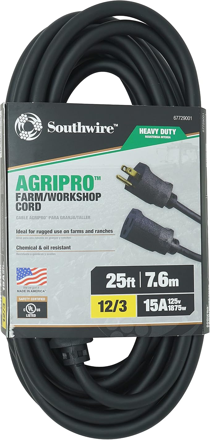 Southwire AGRIPRO 12/3 Heavy Duty Extension Cord, Farm/Workshop Cord by Southwire