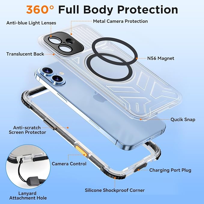 WIFORT for iPhone 16 Waterproof Case, Fit for Magsafe Full Body Magnetic - Image 6