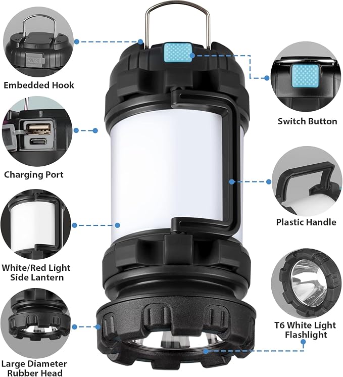 BOBKID 2 Pack Camping Lantern, Outdoor LED Camping Light, Rechargeable - Image 2