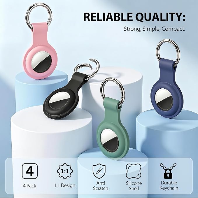 Linsaner Holder for AirTag 2nd Gen & 1st Gen, Silicone Case Keychain Key Ring - Image 2