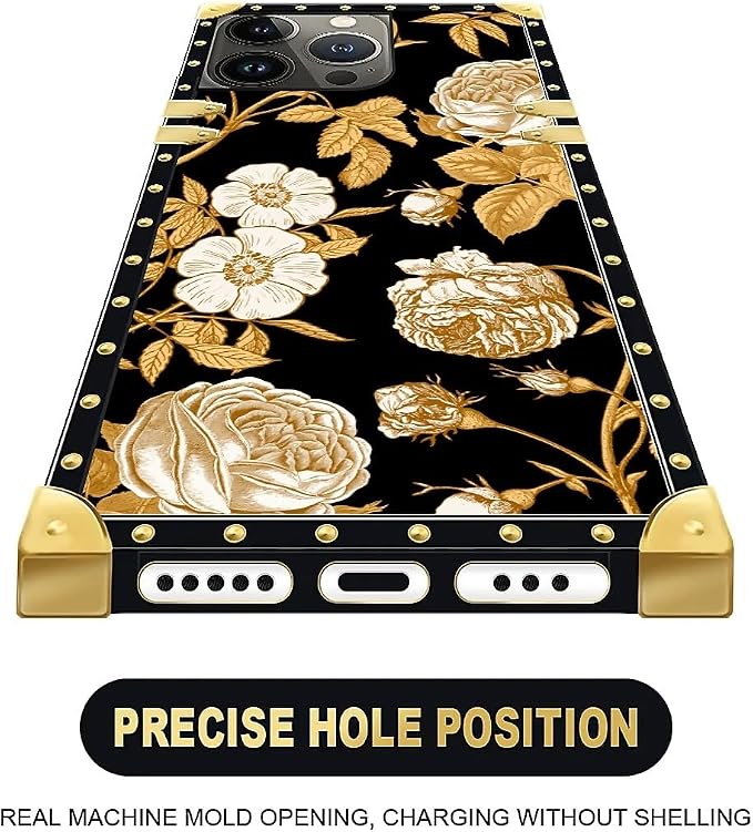 Compatible with iPhone 13 Pro Max Case, Blooming Rose Golden Flower Luxury - Image 5