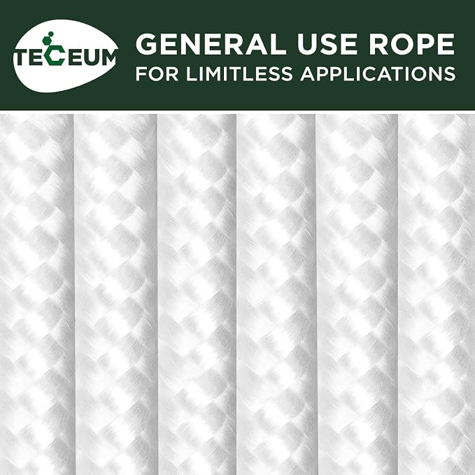 TECEUM Rope – 90 Feet x 3/8 Inch – White – Strong All-Purpose Utility Rope – - Image 9
