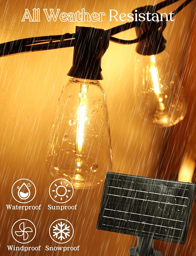GHUSTAR 150ft Solar Outdoor String Lights - Image 3