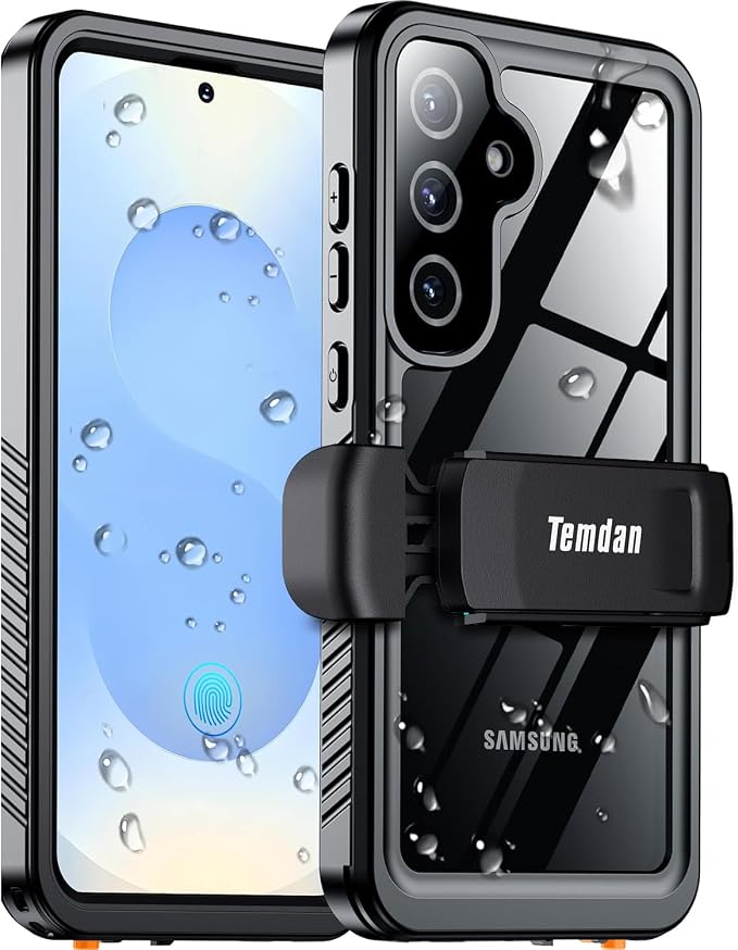 Temdan Compatible with Samsung Galaxy S25 Case Waterproof with Belt Clip Holster by Temdan