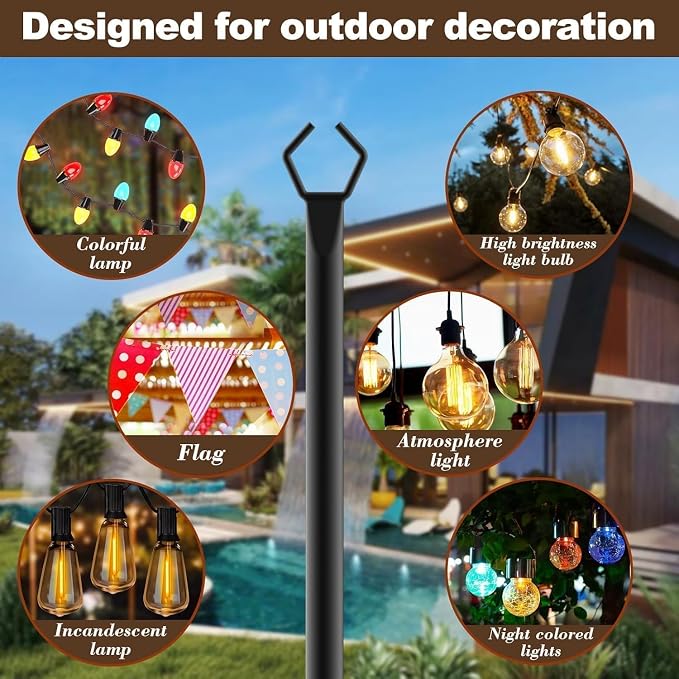 AILBTON 10Ft String Light Poles 8 Pack, Light Poles - Image 3