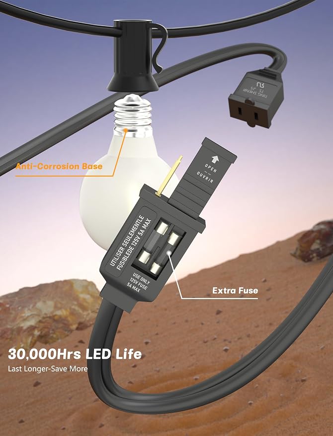 SUNSGNE G40 Outdoor String Lights Waterproof, 50FT Outdoor Hanging Lights - Image 3
