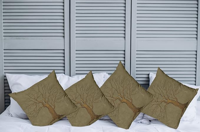 Ambesonne Tree Throw Pillow Cushion Case Pack of 4, Illustration of a Big Tree - Image 2