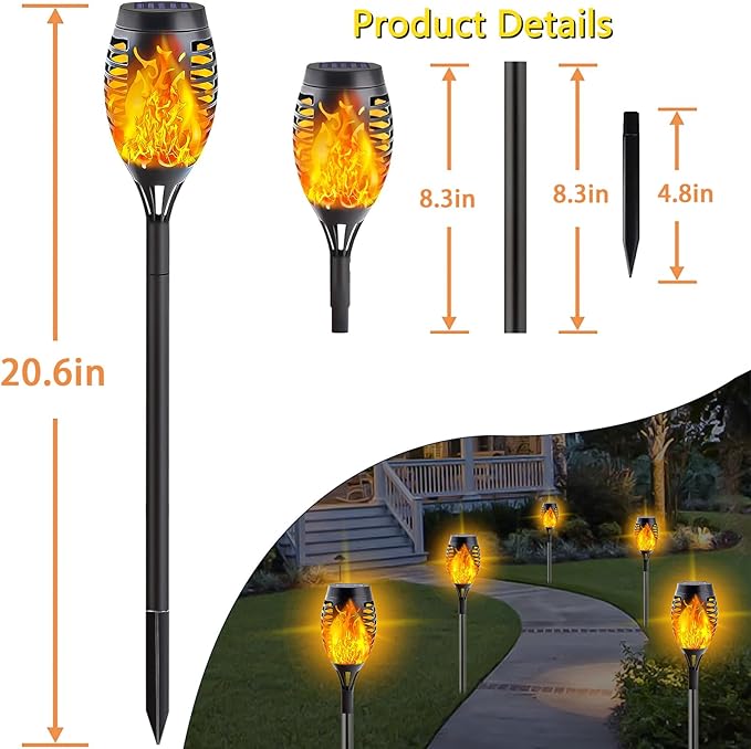 10Pack Solar Lights Outdoor, Mini Solar Torch Lights - Image 6