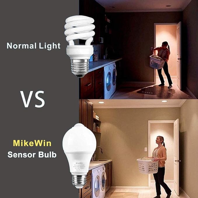 MikeWin Motion Sensor Light Bulbs Outdoor 2 Packs 13W Security LED Bulb - Image 6