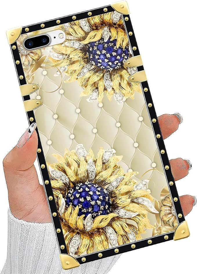 Compatible with iPhone 8 Plus 7 Plus Case, Sunflower Diamonds Leather Luxury - Image 5