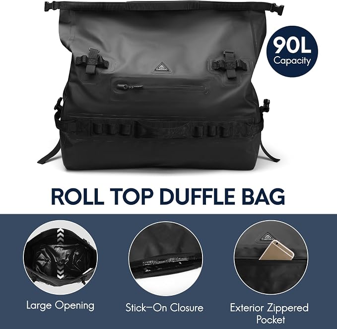 Haimont Large Waterproof Duffel Backpack Roll-Top Heavy Duty Dry Duffle Bag - Image 4