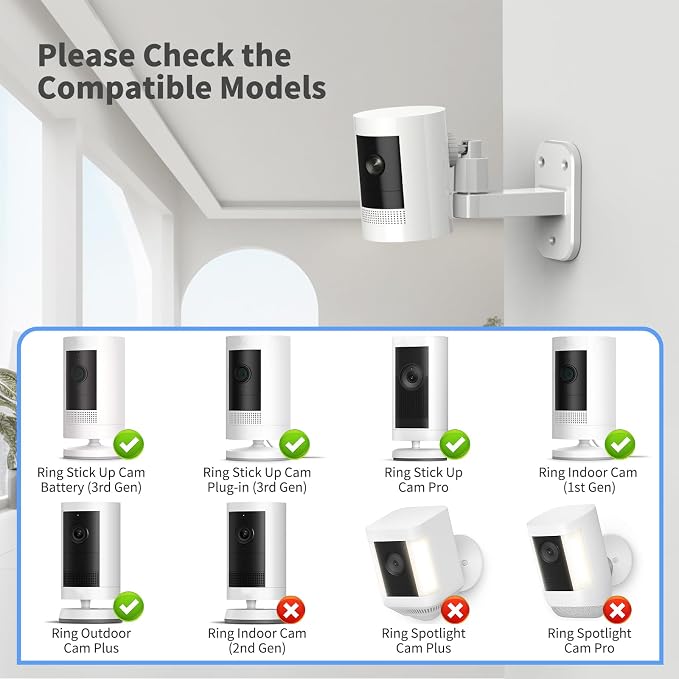 3 Pack Ring/Camera Mount: 360 Degree Adjustable Wall Mount - Image 2