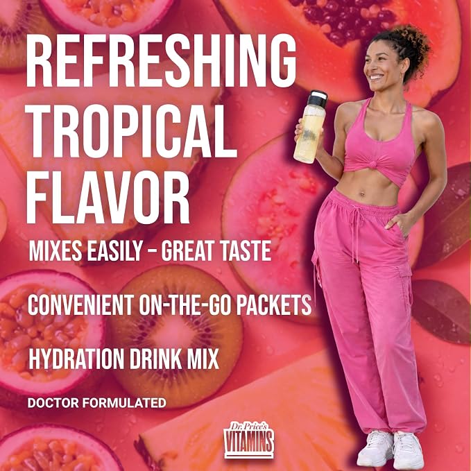 Dr. Price’s Electrolytes Hydration Powder Packets – Tropical, 30 Packs | Sugar - Image 6