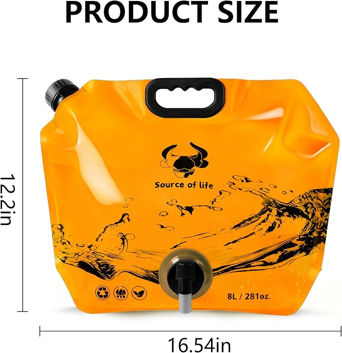 Collapsible 8L Water Storage Bag, BPA-Free Portable Folding Water Jug - Image 2