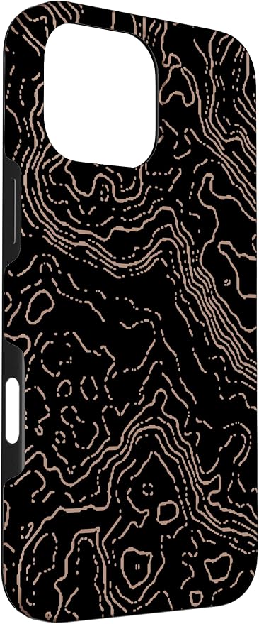 Topography Black & Brown Abstract Pattern Topographic Map Case - Image 3