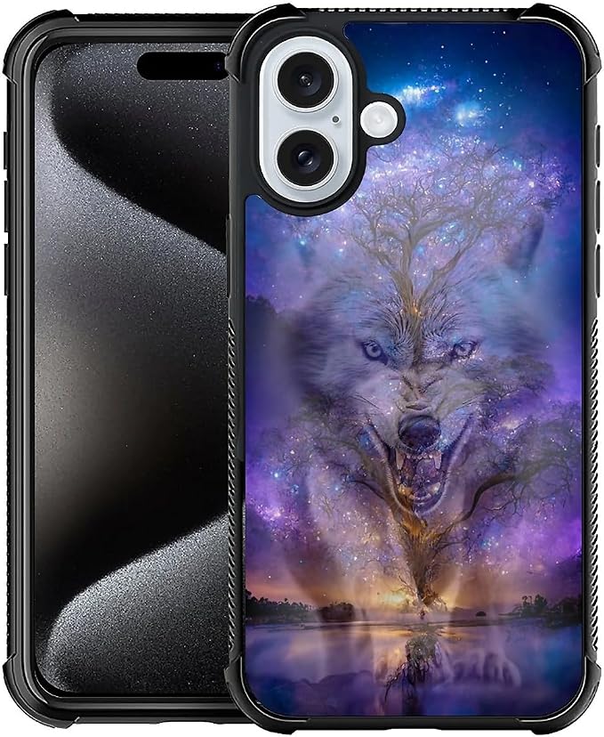 for iPhone 16 Case, Wolves in The Woods Pattern Graphic Design Girl Boy Soft by FKBRCL4U
