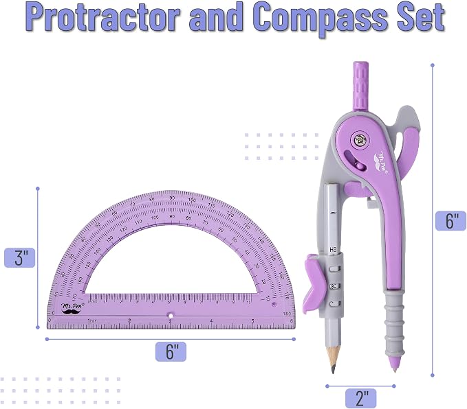 Mr. Pen- Geometry Compass and Protractor Set, 6 Inch Compass, 6 Inch Protractor - Image 2