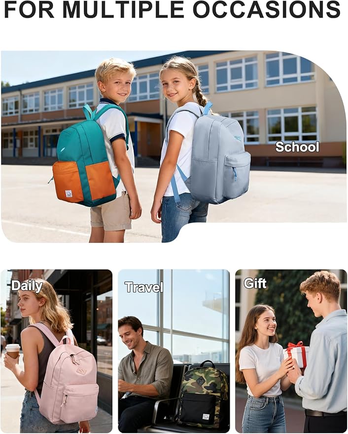 VASCHY Lightweight Backpack for School, Water Resistant Classic Bookbag - Image 7