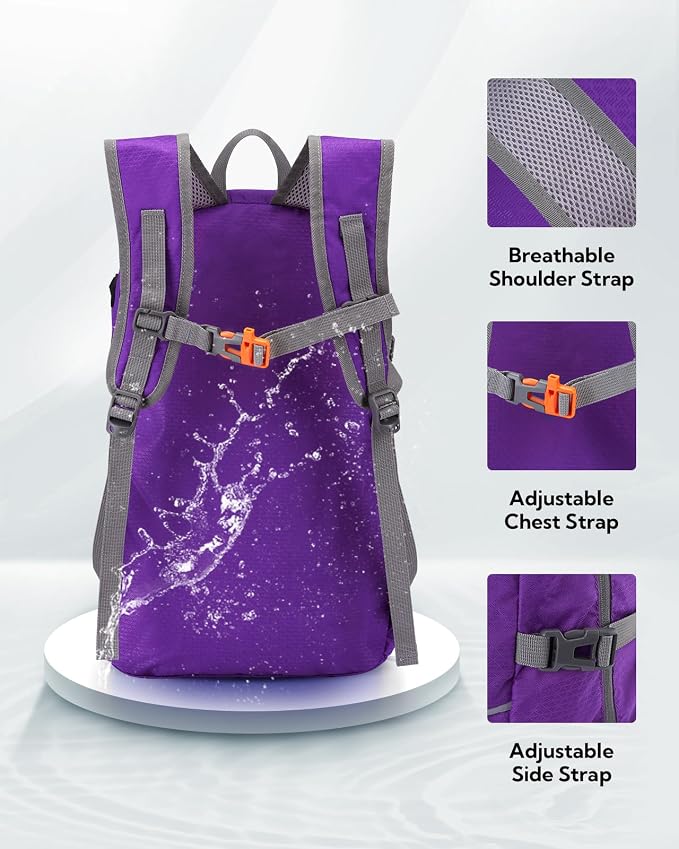 WATERFLY Hiking Packable Daypack Backpack: 25L Ultra Lightweight Day Pack - Image 4