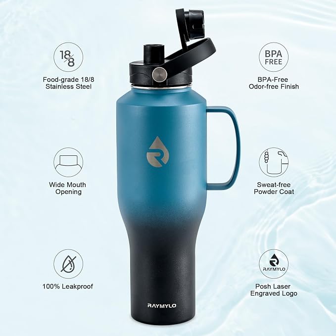 RAYMYLO 32oz Stainless Steel Water Bottle, Triple Wall Vacuum Insulated Water - Image 4