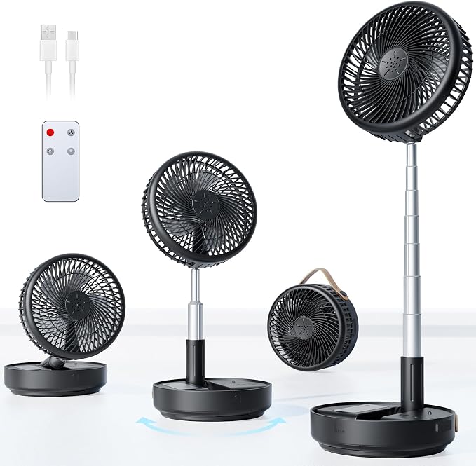 Portable Oscillating Travel Fan, 10400mAh Battery Operated Rechargeable USB by Primelove