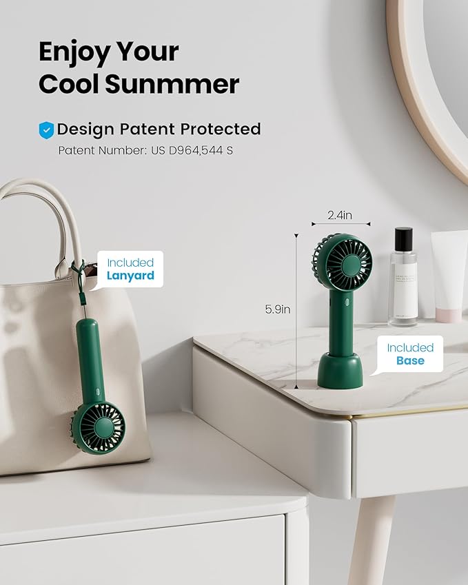 Gaiatop Mini Portable Fan, Cute Design, Rechargeable Battery, Handheld and - Image 2