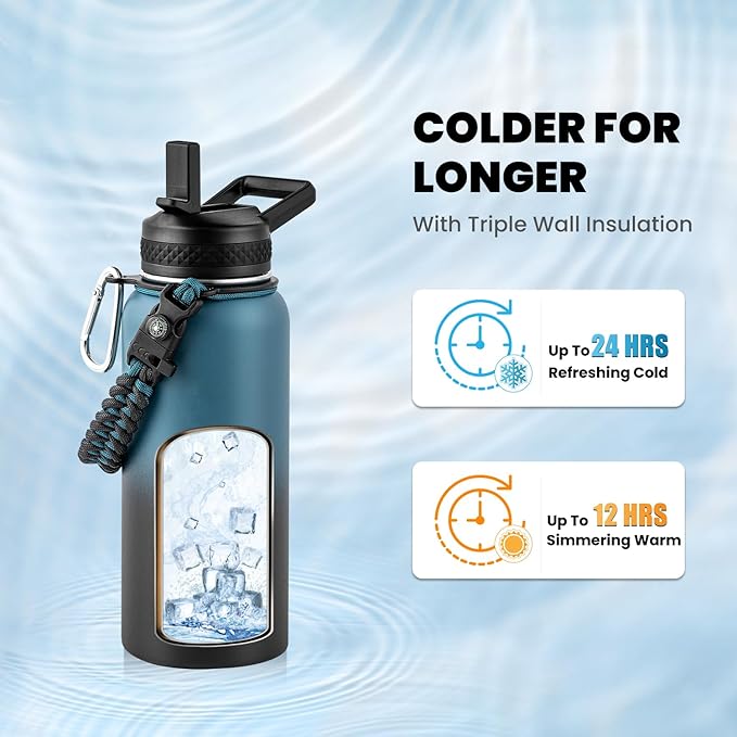 RAYMYLO Insulated Water Bottle 32 oz, Triple Wall Vacuum Stainless Steel - Image 2