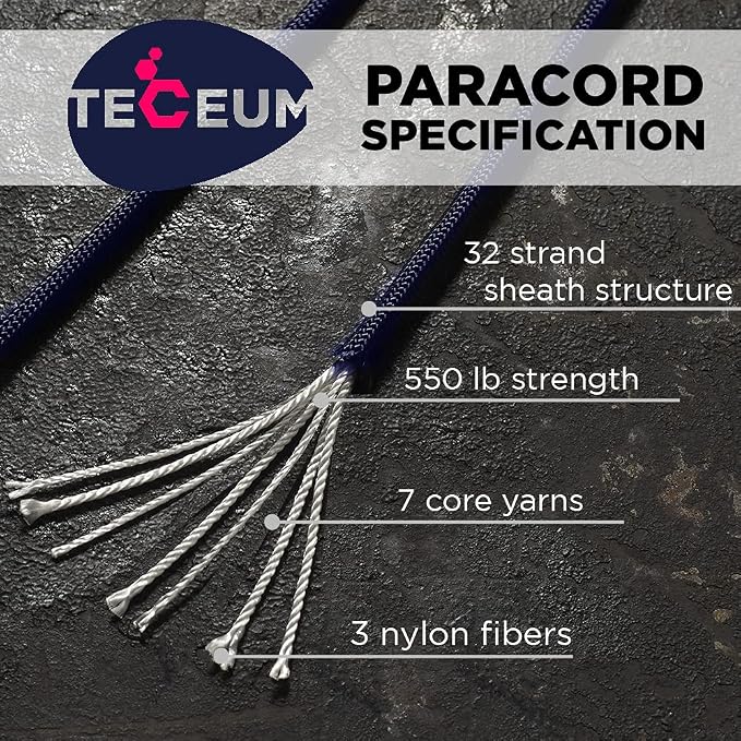 TECEUM 5/32" Paracord Rope 1000 – 1000ft / 200ft / 100ft / 50ft – Tactical - Image 2