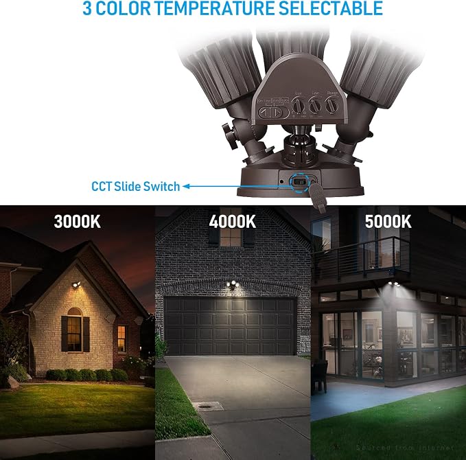LEONLITE 3CCT LED Security Light Motion Sensor, Aluminum Flood Lights Outdoor - Image 2