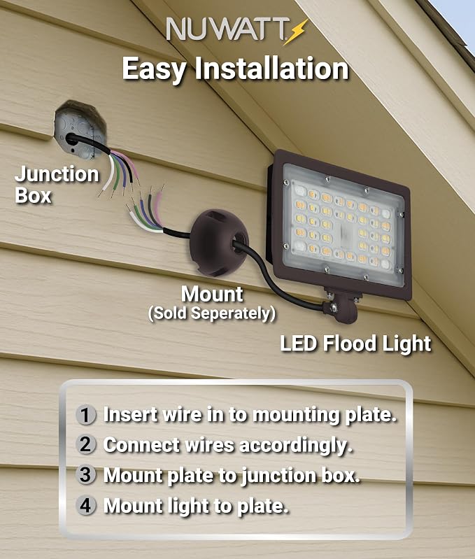 NUWATT 15W LED Flood Light, 3CCT 3000K/4000K/5000K Selectable, IP65 Waterproof - Image 9