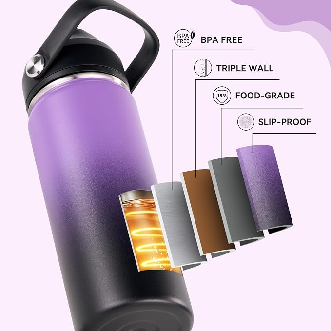 Fijinhom 24oz Insulated Stainless Steel Water Bottle, Wide Mouth Double Wall - Image 5