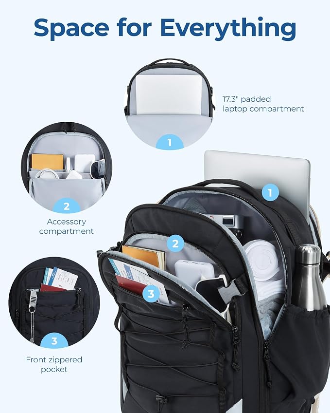 BAGSMART Carry On Backpack, 17.3 Inch Large Travel backpack Carry On Flight - Image 4
