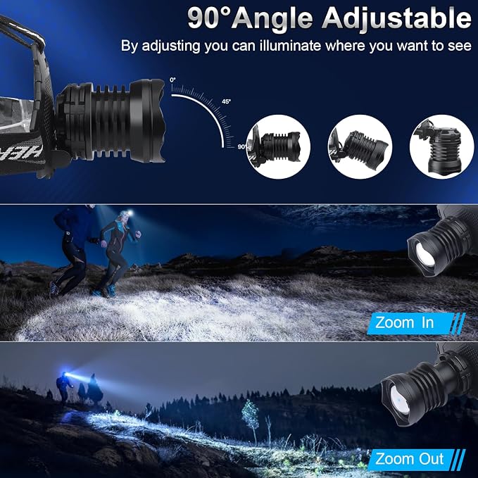 Rechargeable LED Headlamp 1080 Lumen, Super Bright Head Lamp Flashlight - Image 2