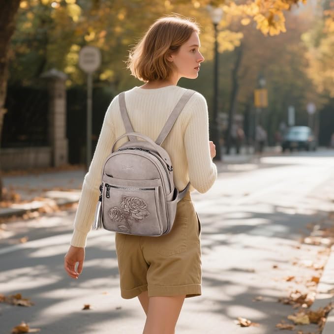 Mini Backpack Purse for Women, Embossed Leather Small Backpack Fashion Travel - Image 2