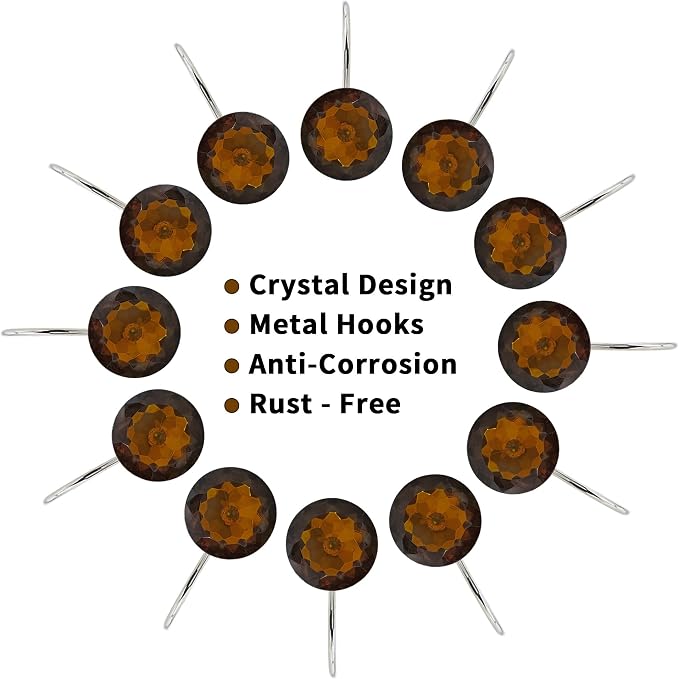 MitoVilla Dark Brown Shower Curtain Hooks Rings, Metal Shower Hooks - Image 4