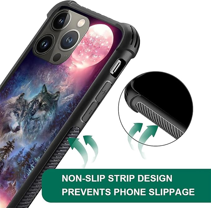 for iPhone 14 Pro Case, Star Two Wolfs Howling Pattern Graphic Design Girl Boy - Image 6