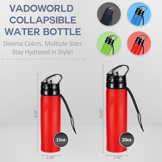 Collapsible Water Bottles 15oz, Odorless BPA-Free Silicone, Leak-Proof Foldable - Image 2