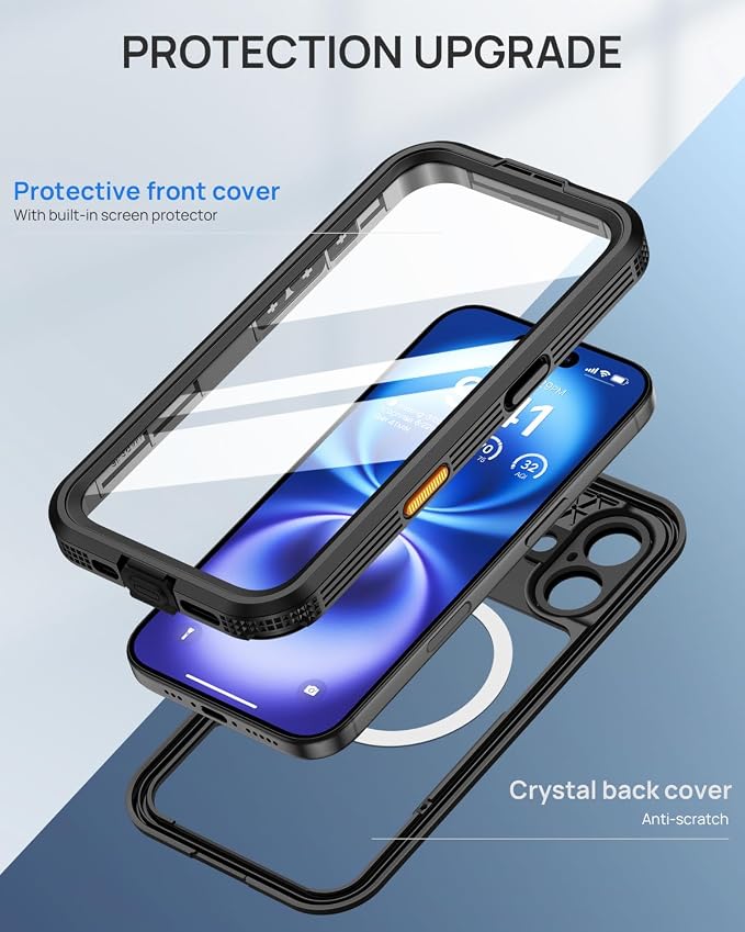 Lanhiem Magnetic for iPhone 16 Case, IP68 Waterproof Dustproof Case, Full Body - Image 6
