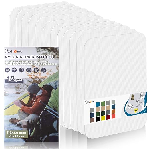 Cahomo 7.9x3.9 inch 12 PCS Nylon Repair Patch Nylon Repair Tape Self Adhesive by Cahomo