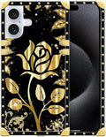 Compatible with iPhone 16 Plus Case, Shine Gold Rose Luxury Golden Decoration by Unknown