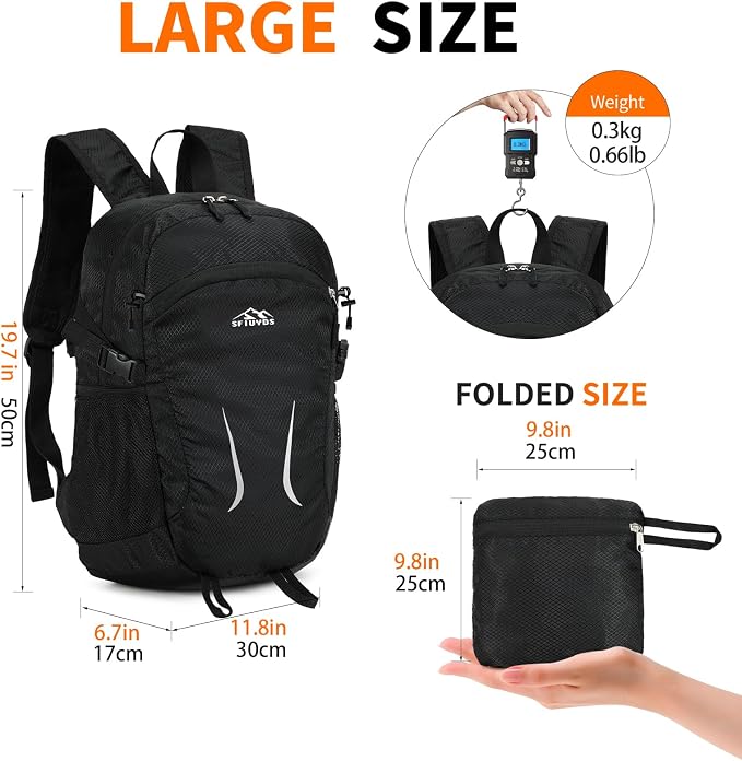 Small Hiking Backpack 35L Travel Lightweight Hiking Packable Daypack - Image 5