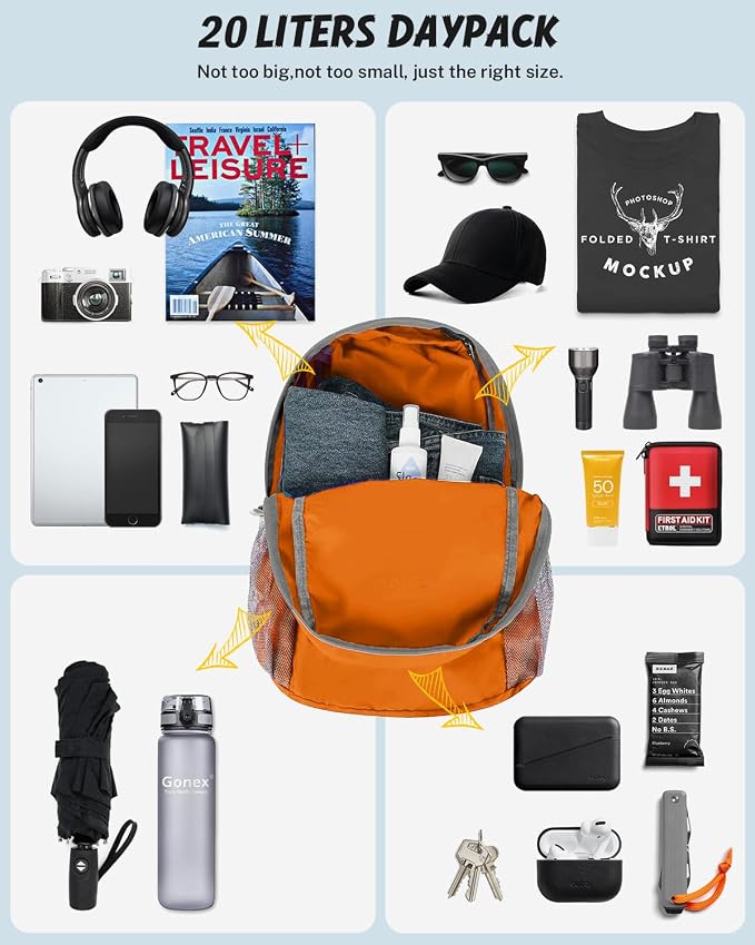 Gonex Ultra Lightweight Packable Backpack 20L Daypack Handy Foldable Camping - Image 5