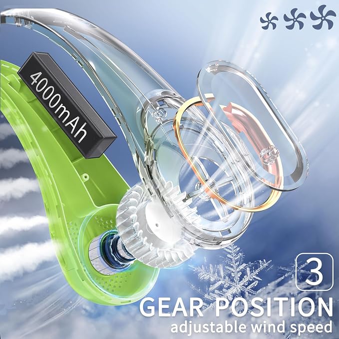 FrSara Bladeless Portable Neck Fan, 360° Surround Wind, Ultra-Quiet, USB - Image 4