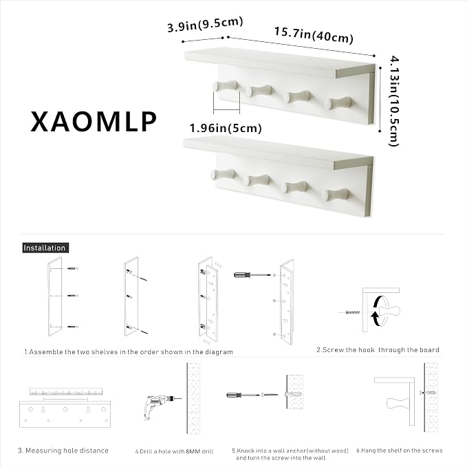 Entrance Coat Rack ，Coat Hooks, Wall-Mounted Wooden Hook Rack, Wall-Mounted - Image 5
