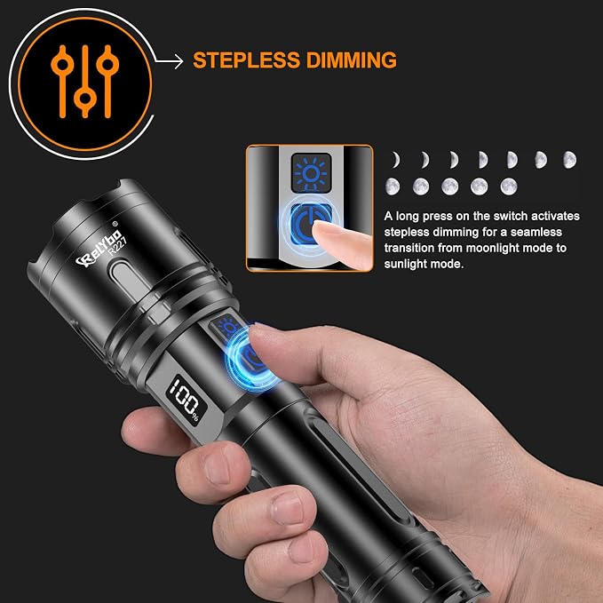 Relybo Rechargeable Flashlights High Lumens, LED Flashlight 100000 Lumens - Image 5