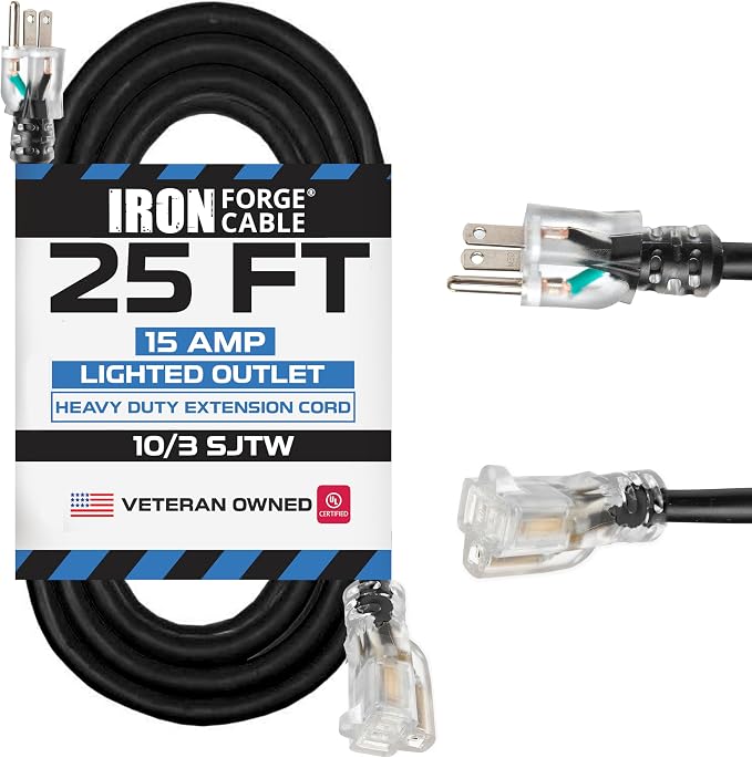 Iron Forge Cable 25 ft Lighted Outdoor Extension Cord by IronForgeCable