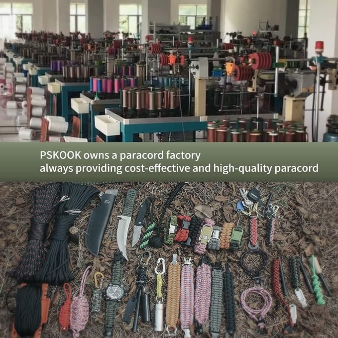 PSKOOK Survival Paracord Parachute Fire Cord Survival Ropes Red Tinder Cord PE - Image 6